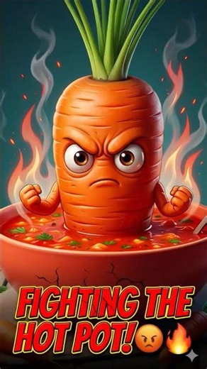 ESCAPING THE BOWL! 🥕🔥 The Great Soup Rebellion! #fruits #shorts #videos