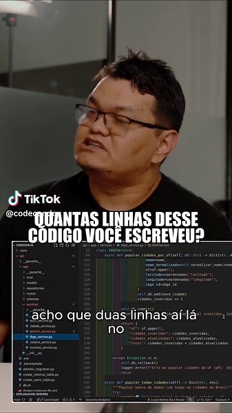 Quantas linhas dessa código você escreveu? Corte do Youtube da Codecon 🌐