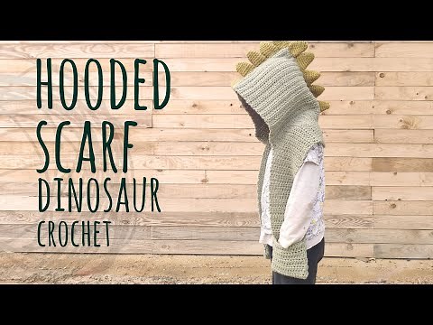 Tutorial Easy Crochet Dinosaur Hooded Scarf | Lanas y Ovillos in English