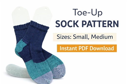 Toe up Sock Knitting Pattern PDF - Magic Cast on | Wrap & Turn Heel | 2 Sizes | 2.50 Mm - Etsy