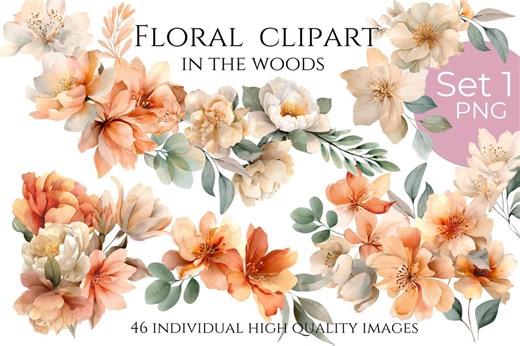 Floral Clipart, Digital Graphics for Crafters, Printable Images for Invitations - Etsy