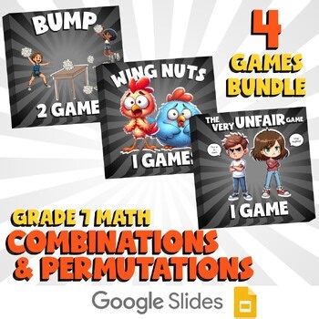4 No Prep Math Games Bundle E - Combinations & Permutations - Grade 7 Review