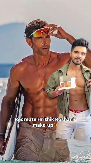 26K views · 119 reactions | Recreating Hrithik Roshan’s make-up✨ . . . . . Hrithik Roshan look, Hrithik makeup, Celebrity makeup, Bollywood look, Makeup transformation, Iconic look recreation, Glam look for men, Men’s makeup, Bollywood makeover, Makeup tutorial #reelitfeelit #viralreels #reelkarofeelkaro #bollywood #makeup #explorepage | Allen_Choudhary | Facebook