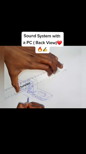 Drawing a Sound System with a PC (Back View) Tutorial