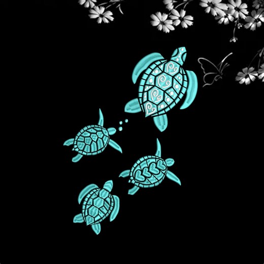 Sea Turtle Embroidery Design: Ocean Sunset Landscape (digital File) - Etsy