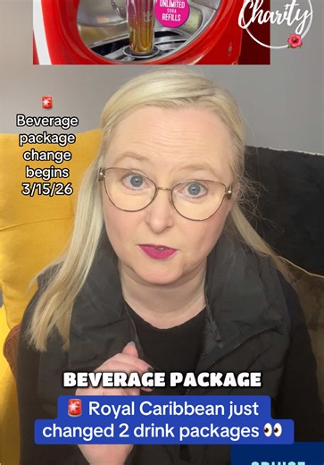 🥤Royal Caribbean has updated its beverage package benefits with changes starting March 15, 2026. Guests who purchase the Deluxe Beverage Package or Refreshment Package after March 15, 2026 will no longer receive the Coca-Cola souvenir cup or automatic access to Coca-Cola Freestyle machines. Freestyle access will require purchasing the chip-enabled souvenir cup onboard for $4.99. Guests who purchased their package on or before March 15, 2026 are grandfathered in and will still receive the includ