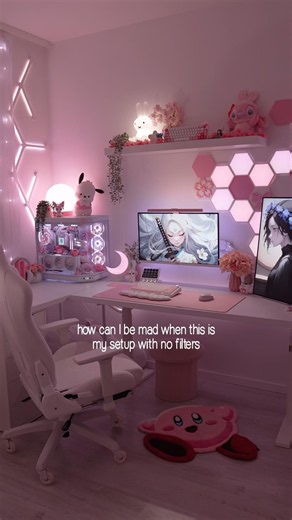 finally found the perfect hex code for my rgb lights🤭#gamergirlsetup #gamingroom #pinkgamingsetup