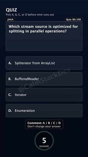 Quiz-196 | Best stream source for parallel splitting? | #shorts #java #quiz