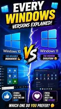 Every Windows Versions Explained🖥️ - Windows 10 & Windows 11 🪟⚡#shorts