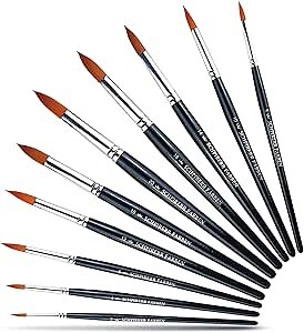 SCHPIRERR FARBEN - 10-Piece Round Paint Brush Set, Large and Small Paint Brushes for Acrylic Painting, Gouache, Watercolor, Oil and Tempera, Soft Synthetic Round Tip, Various Sizes from 2 to 20