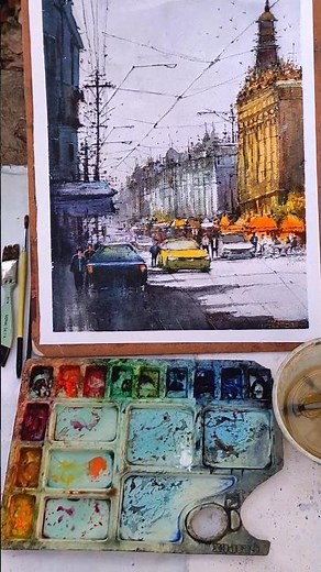 Watercolour Cityscape painting/ArtWatercolor ArchitectureVibrant C/ joseph zbukvic#CityscapePainting