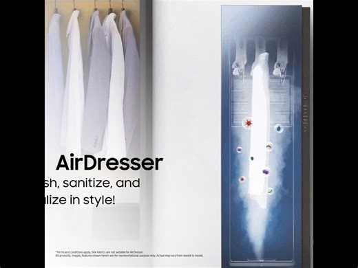 Experience the perfect blend of style and functionality with AirDresser as it refreshes, sanitizes, and revitalizes your wardrobe with Jet Steam. #AirDresser #Samsung | Samsung