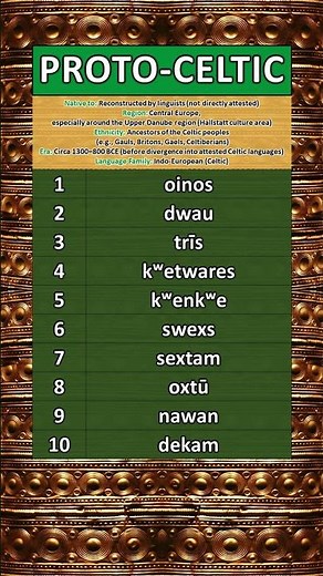 NUMBERS IN THE PROTO-CELTIC LANGUAGE