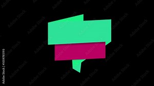 Animation green pop-up message box on black background.