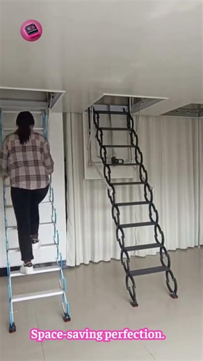 Inception-Style Hidden Folding Ladder Disappears into the Ceiling 🪜 #HandyDelights