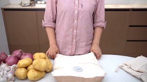 Meraki Home Potato Onion Garlic Storage Containers - Farmhouse Kitchen Storage Organization Pots - Sustainable Jute Cotton Vegetable Baskets Bins - Drawstring Holder