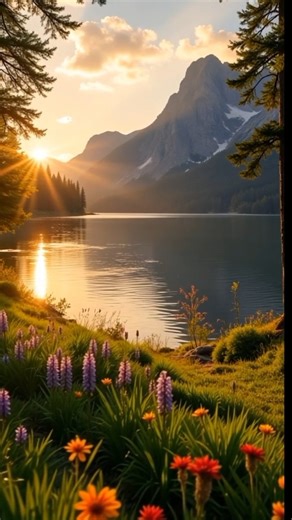 Beautiful Sunrise by the Lake | Peaceful Nature Morning Video #shorts