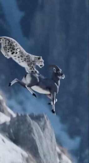 Snow Leopard’s Impossible Leap — Nature’s Perfect Hunter 🐆❄️