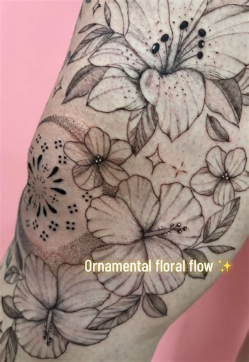 Delicate Ornamental Floral Tattoos for Feminine Aesthetics