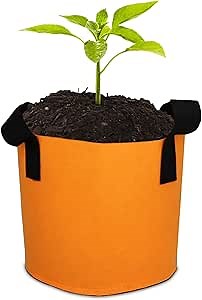 Grow Bags,Growing Pot Bags Garden Grow Bag Indoor Outdoor Fabric Aeration Plant Pot Container Flower Vegetable Pouch (Light Orange,15Gallon)