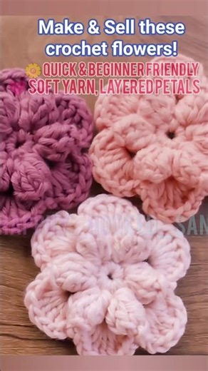 3D Crochet Flower| Easy for Beginners | Episode 6#crochet#handmade#ytshorts