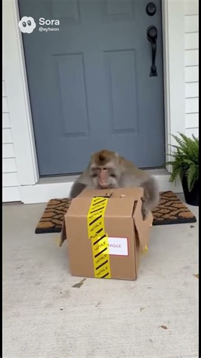 Monkey open box #ai #funny #soralife