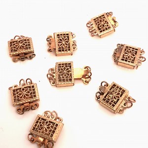 14K Gold Filled Filigree Box Clasps, 3 Strand Rectangle Floral Gold Clasps, 14kt Gold Filigree Clasps, Filigree Pearl Clasp, Multi Strand - Etsy