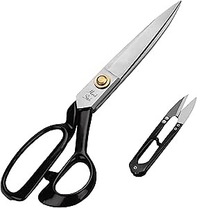 Tailor Dressmaking Scissors and Yarn Thread Snippers - Heavy Duty 22.86cm/9 Inch Stainless Steel Sharp Shears - For cutting Fabric, Clothes, Leather, Denim, Altering, Sewing & Tailoring