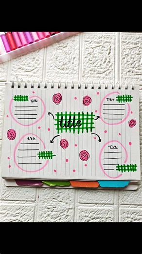 Aesthetic Notebook Page Design 💗🌿 | Creative Title & Notes Layout | Easy School Project Idea#shorts