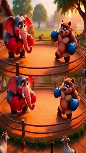Mud Boxing Ring Fight 😂 Elephant vs Bear | 3D Cartoon India#ElephantVsBear#Shorts