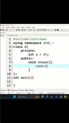 Accessing Private Members in C++ using Member Functions | Private Variables | Access Private | Metho