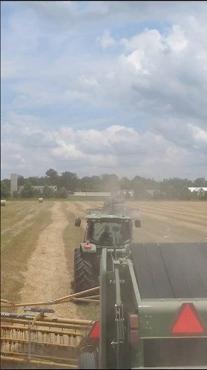 3 John Deere tractors with Vermeer rake and baler combos in same field in Texas #farming #texas