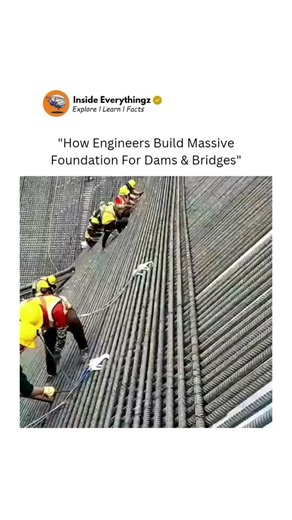 Explore l Learn l Facts on Instagram: "how engineers build massive foundations for dams and bridges is a process that requires precision, planning, and immense structural strength. it begins with detailed geological surveys to study the soil and rock beneath the site. engineers then design deep foundations — such as piles or caissons — that can anchor the structure securely to the ground. for dams, the foundation must withstand enormous water pressure, while bridge foundations must support dynam