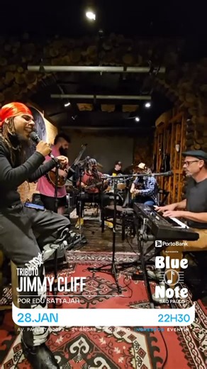 Blue Note São Paulo on Instagram: "Hoje! Edu Sattajah apresenta um show-tributo a Jimmy Cliff, que morreu recentemente, em novembro de 2025. No repertório, clássicos como “I Can See Clearly Now”, “The Harder They Come” e “Reggae Night”, em um show que transcende o tributo ao unir cultura, espiritualidade e identidade musical em uma experiência profundamente respeitosa à herança de Jimmy Cliff. Banda: The Lighters — referência na noite paulistana por suas releituras de soul em formato reggae — Ed