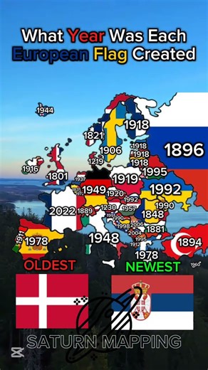 What Year Was Each European Flag Created #shorts #viralshorts #history #mapping