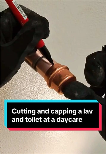 Cutting and capping copper and PVC pipe work in a daycare bathroom 💦 #plumbing #plumber #asmr #DIY #foryou