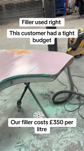 Filler used right, this customer had a very tight budget but we still welded plates into the T2 camper fibre glasses and filled panels to add strength even when on a budget you should still have a decent job done. #painting #vw #vwcamper #camper #vanlife