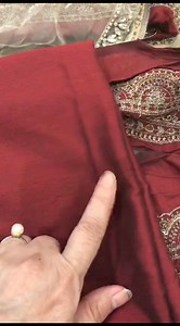 5.6K views · 34 reactions | Maria b net Sari embalished neck line beautiful maroon and skin combination available #wedding #luxurycollection #mariab #fancydress | Aleena Iqbal's Collection | Facebook