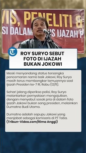 Roy Suryo Sebut Foto di Ijazah Bukan Jokowi Tapi Dumatno Budi Utomo, Sepupu Sang Presiden