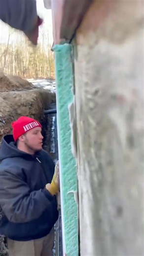15K views · 63 reactions | Using Waterstop membrane and 1” foam insulation to waterproof my foundation and add some thermal barrier! #entrepreneur #construction #homerenovation #work #tools #homeimprovement | Lyy Rostick | Facebook