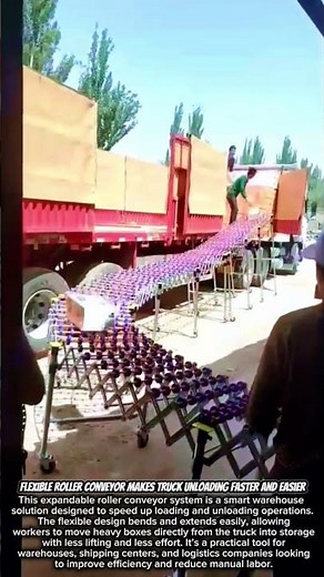 Flexible Roller Conveyor Makes Truck Unloading Faster and Easier #satisfying #engineering