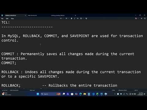 TCL Statements in MySQL | COMMIT, ROLLBACK, SAVEPOINT | MySQL Tutorial in Hindi