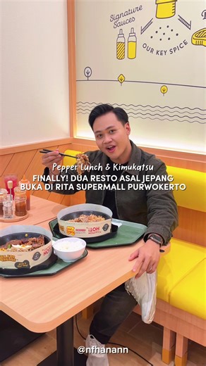 AKHIRNYA PEPPER LUNCH & KIMUKATSU HADIR DI PURWOKERTO Setelah sekian lama dinanti akhirnya 2 brand dari Jepang ini hadir di Rita Supermall Purwokerto PEPPER LUNCH no 1 hotplate steak dimasak langsung diatas hotplate dengan daging premium, enak, porsinya banyak KIMUKATSU resto no 1 specialis katsu berlapis dan tebal, daging juicy, tempatnya cukup luas, interior ala jepang, dan super nyaman 📍Lantai 3 Rita Supermall Purwokerto #pepperlunchpurwokerto #kimukatsupurwokerto #kulinerpurwokerto