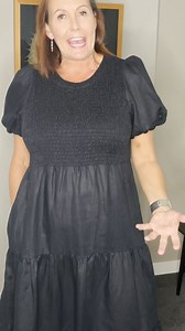 @Adrift.Alex taking you through our beautiful Minden Linen Shirred Short Sleeve Dress in Black and Navy! You can see why it's one of our top reviewed dresses  | adrift | Facebook