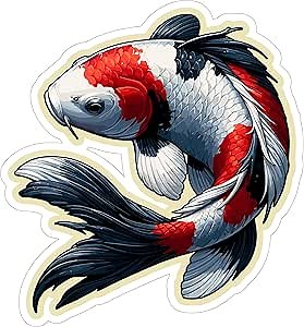 Koi Fish Sticker 4 Inch Aquatic Fish Lover Marine Life Fishing - Waterproof Animal Vinyl Decal for Laptop Water Bottle Car Tumbler - Durable Aesthetic Long-Lasting Stickers for Adults ID44990