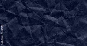 navy blue denim crumpled wrinkled sheet of paper. Stop motion animated paper texture background. Crumpled White Paper 4k. background texture. Seamless looping.
