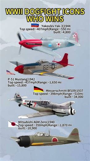 Which Fighter Wins? Zero vs Mustang vs Bf 109 vs Yak-3