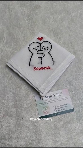 Customised handkerchief embroidery design🪡Dm for order #embroidery #handwork #trending #shorts