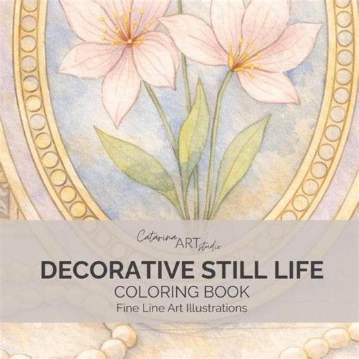 Botanical Still Life Coloring Book for Adults – Vintage Floral Printable PDF, Fine Line Art, Relaxing - Etsy Ireland