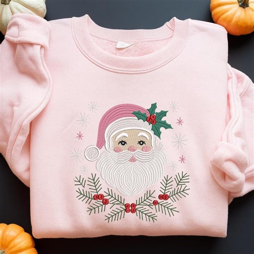 Santa Claus Embroidery Design, Pink Hat Santa Machine Embroidery File, Christmas Embroidery Pattern, Holiday Stitch Design, Digital File - Etsy